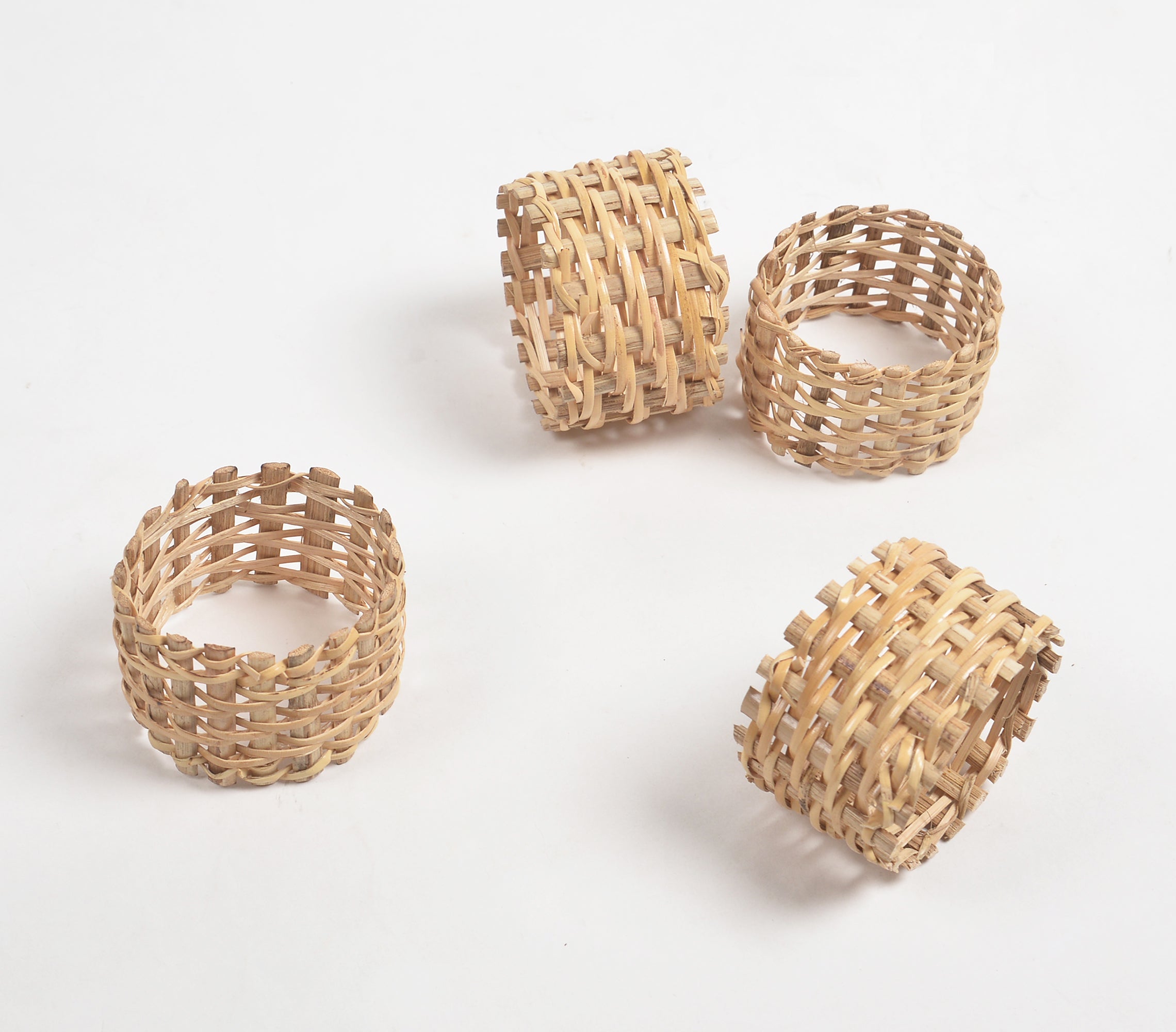 Eco-Friendly Handwoven Cane Napkin Rings (Set of 4)