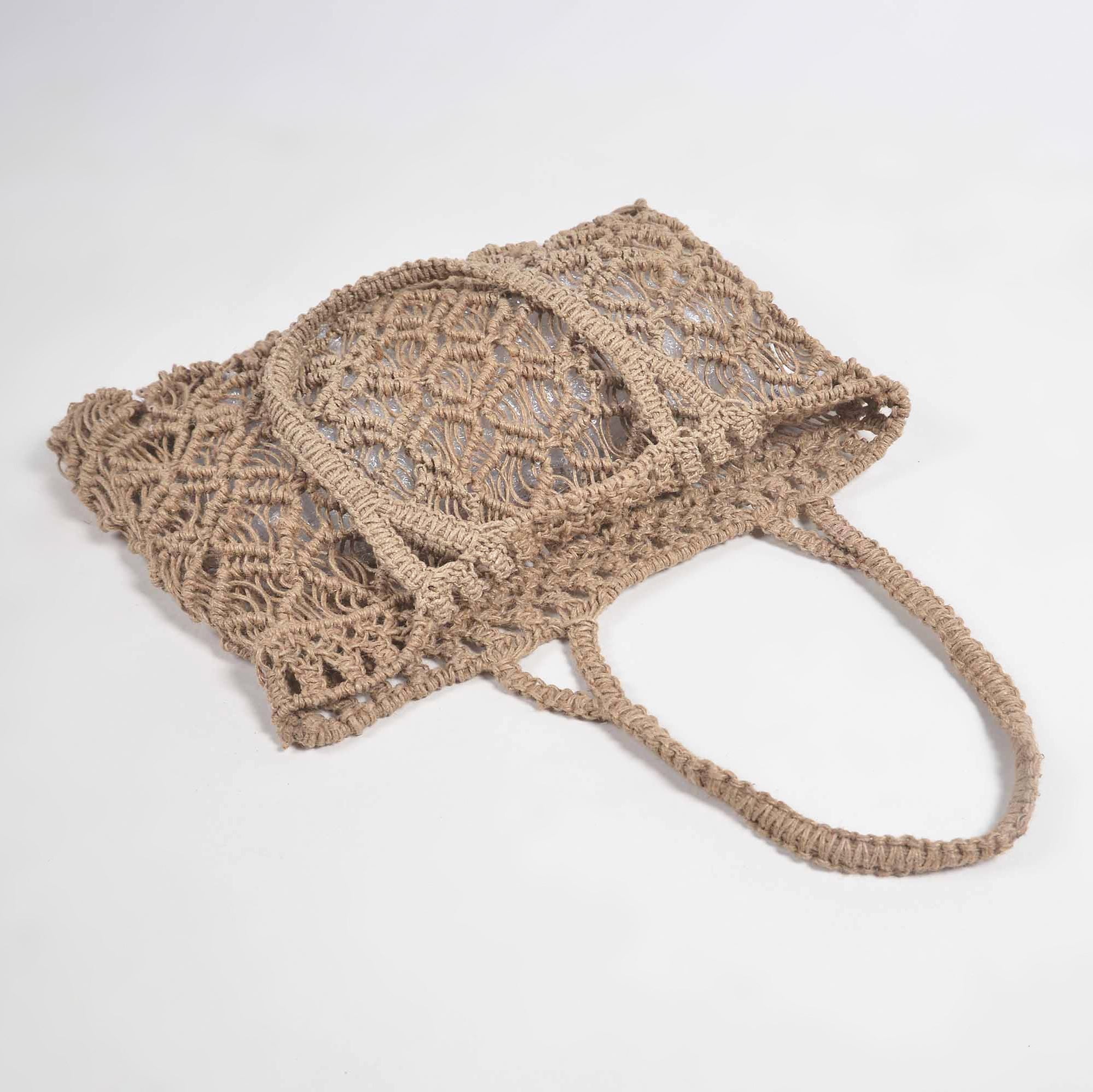 Macrame Jute Summer beach bag, 17.5 X 13.5 Inch