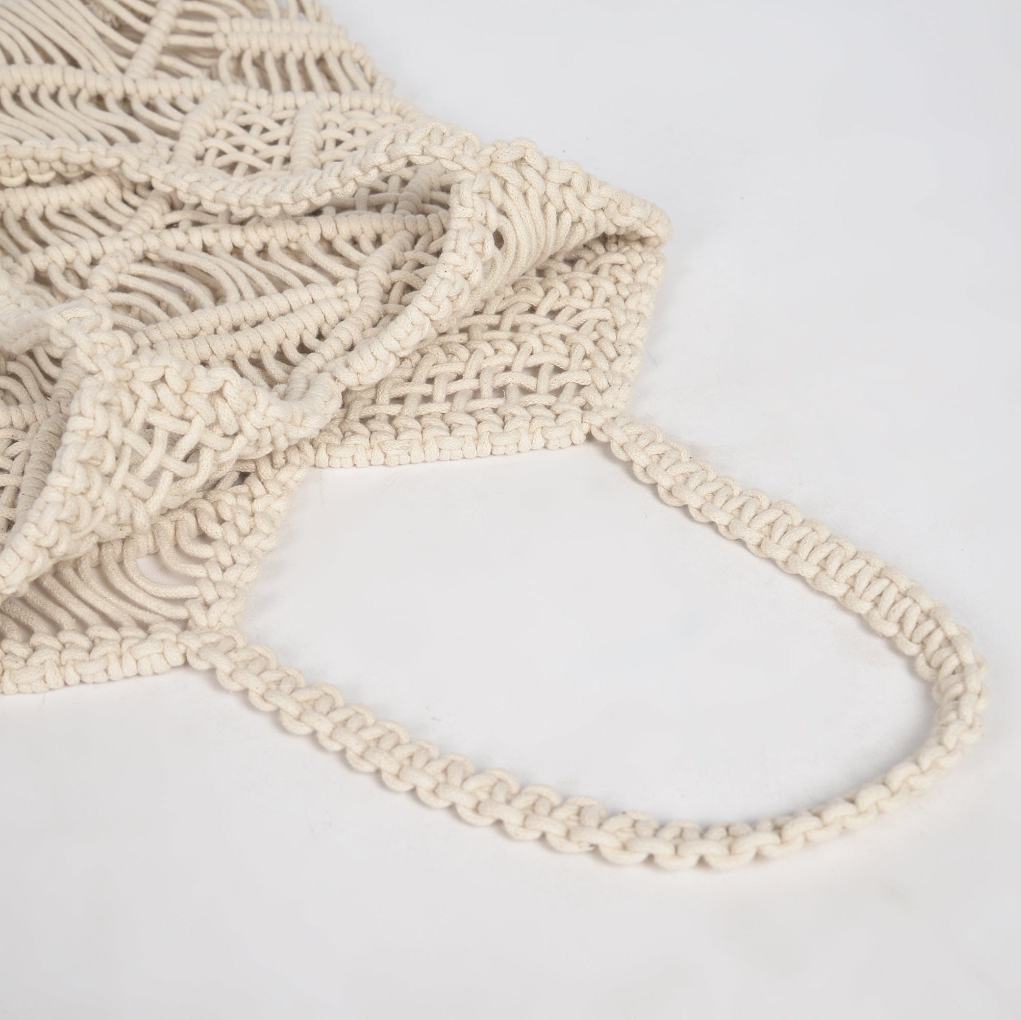 TB-W-11  Macrame cotton shopping tote bag, 14 X 13 Inch