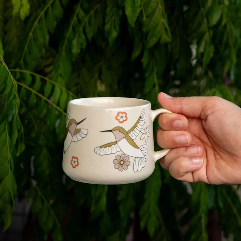 Ceramic Coffee Mug with Hummingbird Print - 3.5 x 3 Inches