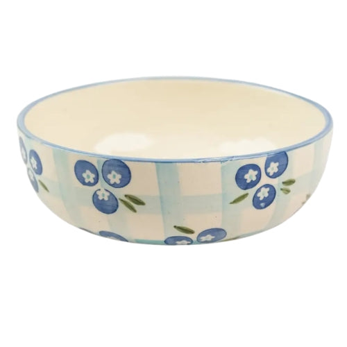 Blueberry Print Ceramic Bowl - 8 Inches (Set of 2)