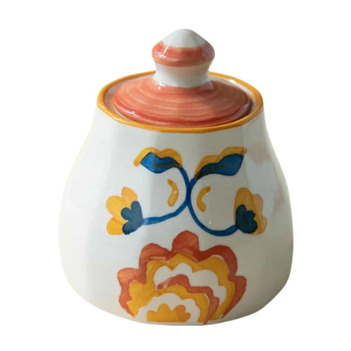 Rose Ceramic Sugar Pot - Multi , 5x3 Inches
