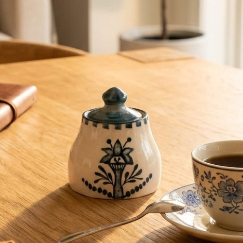 Montane Handpainted Ceramic Sugar Pot - 7x7x10 Inches
