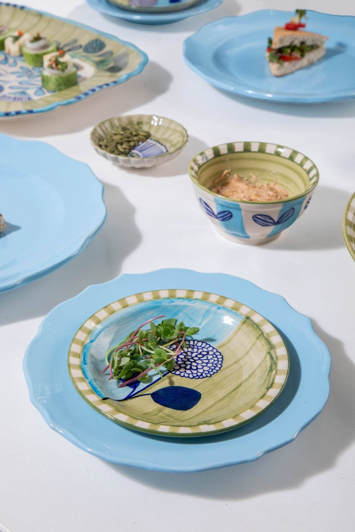 Blue Green Tapas Plate Set Of 2 | Ceramic | 6x6x1 In
