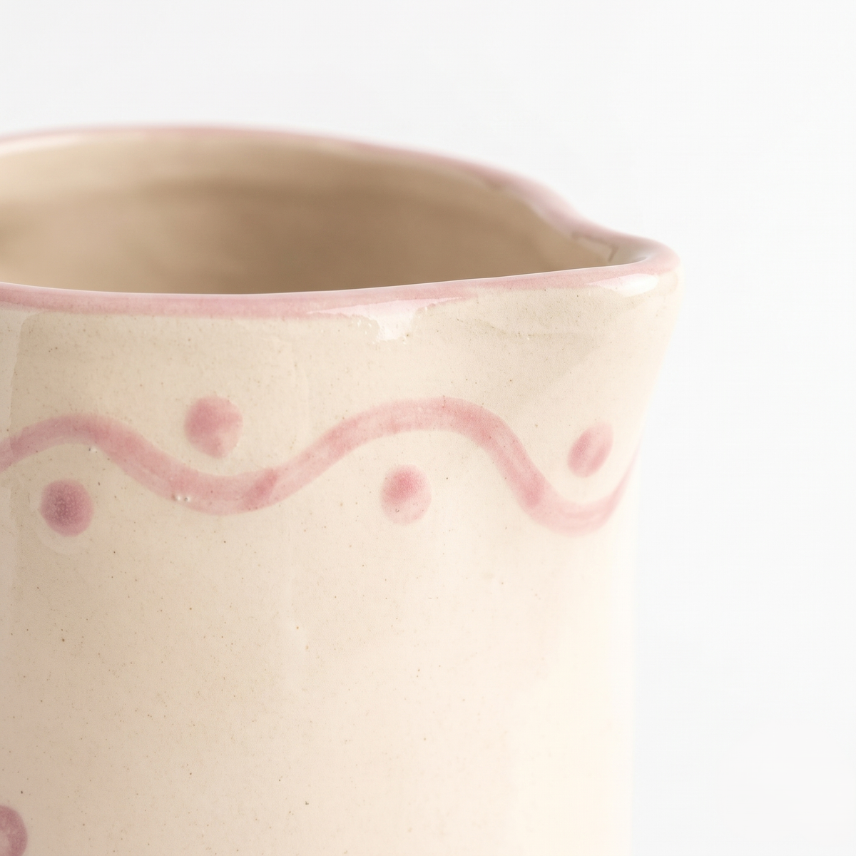 Pink Floral Striped Pitcher | Hand-painted Ceramic | 6 Inch