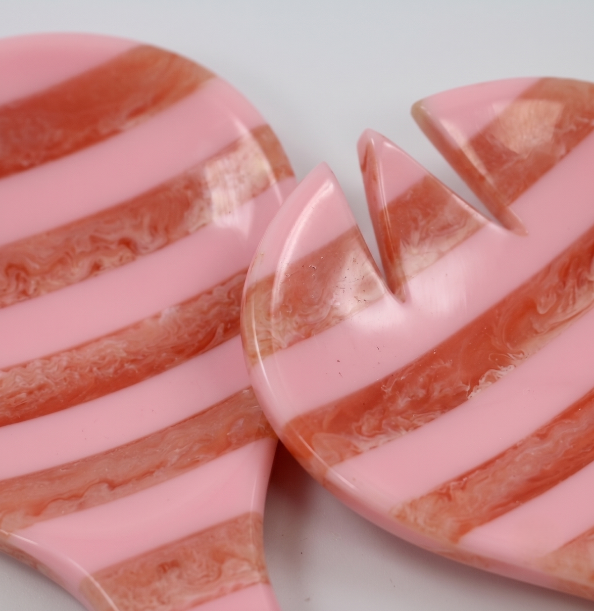 Pink Striped Salad Server Set | Hand-poured Resin | 9 Inch
