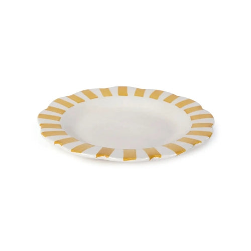 Ceramic Stripe Dinner Plate, Yellow - 10 x 10 x 1.25 Inches