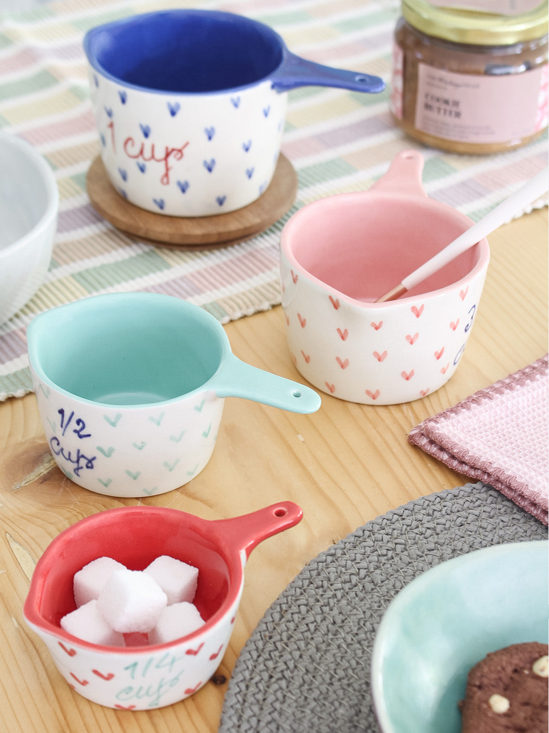 Little Hearts Measuring Ceramic Cup - (Set of 4)