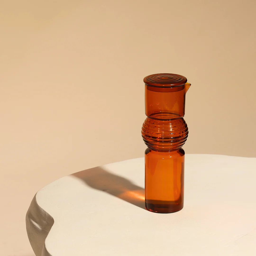 Amber Coil Glass Carafe , 9.25 x 3 Inches