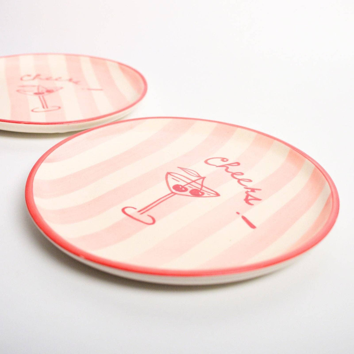 Cheers Ceramic Dessert Plate | Hand-Painted  | 7.5 Inch  | Set Of 2