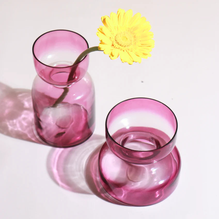 Slate Pink Handblown Glass vase Tall-4.72 x 4.72 x 7.87 Inch