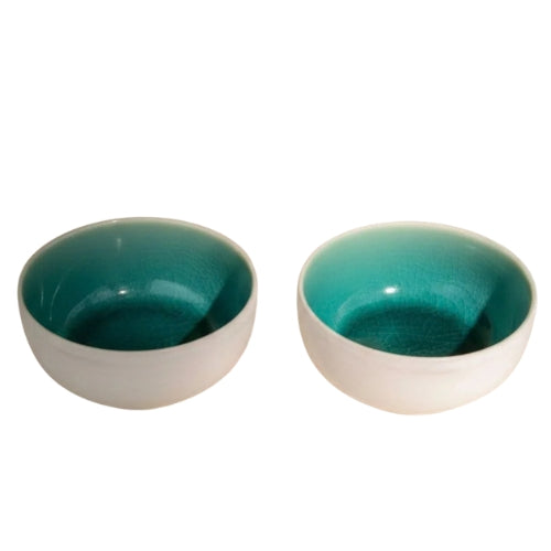Midori Handcrafted Ceramic Mixer Bowl - Set Of 2 - 5x5x2.5 Inches