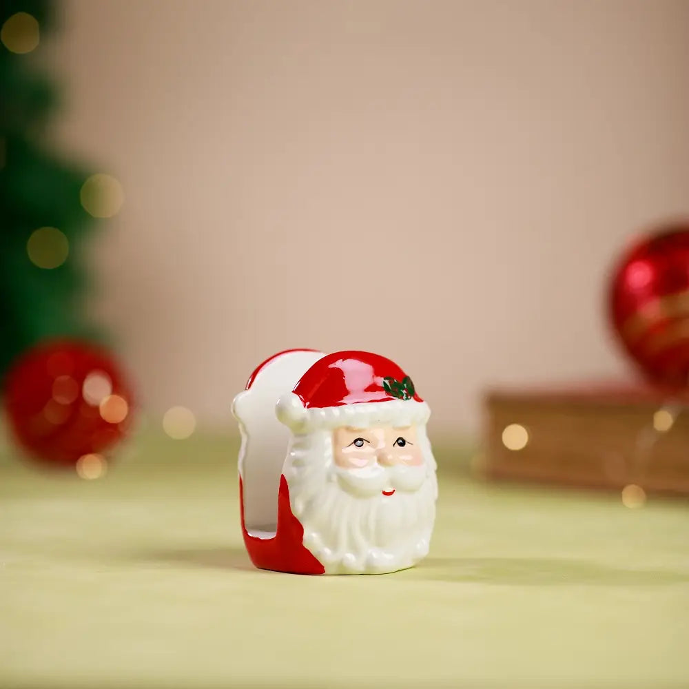 Santa Ceramic Napkin Holder, 3 x 2.5 x 4 Inches