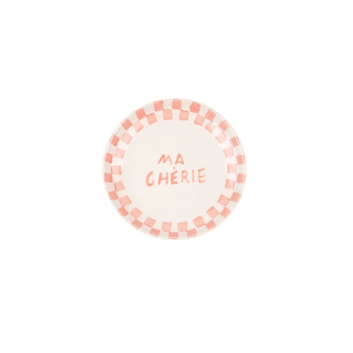 Ma Cherie Pink Ceramic Snack Plate , 7x7 Inches (Set of 2)
