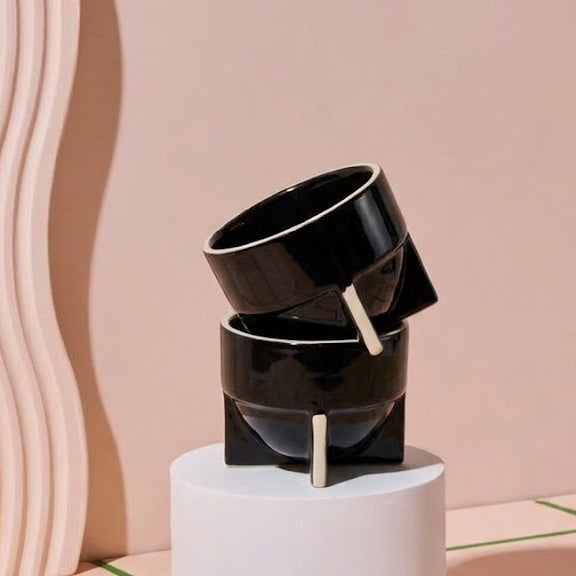 Black Pod Cappuccino Cup | Handcrafted Ceramic | Set of 2