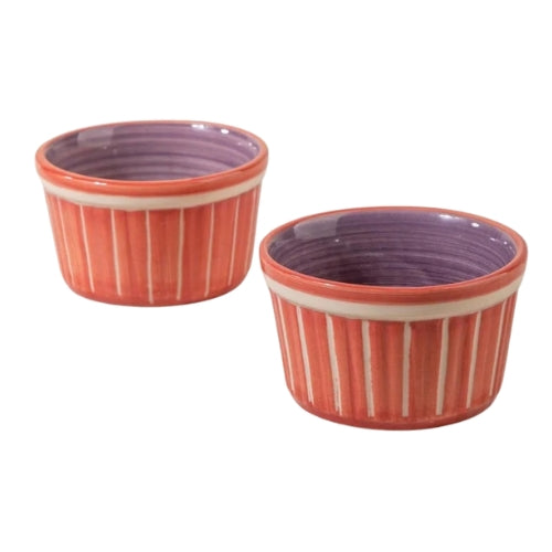 Color Pop Coral And Lavender Ceramic Ramekin (Set Of 2) 3.5x3.5x2 Inches