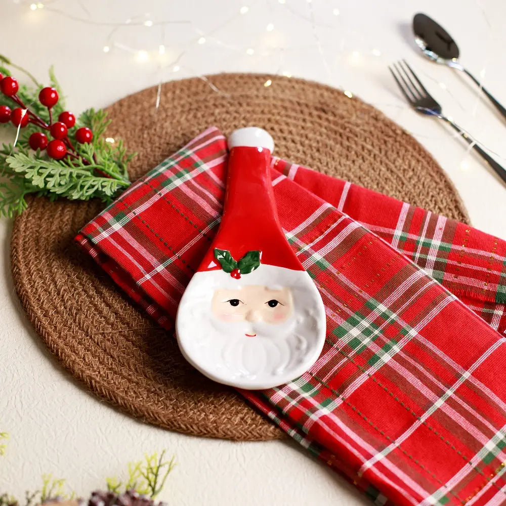 Santa Ceramic Spoon Rest- 10 x 4 x 1 Inches