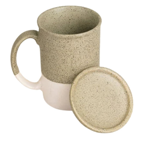 Studio Naturals Herb Green Lidded Coffee Mug 3x3x3.5 Inches