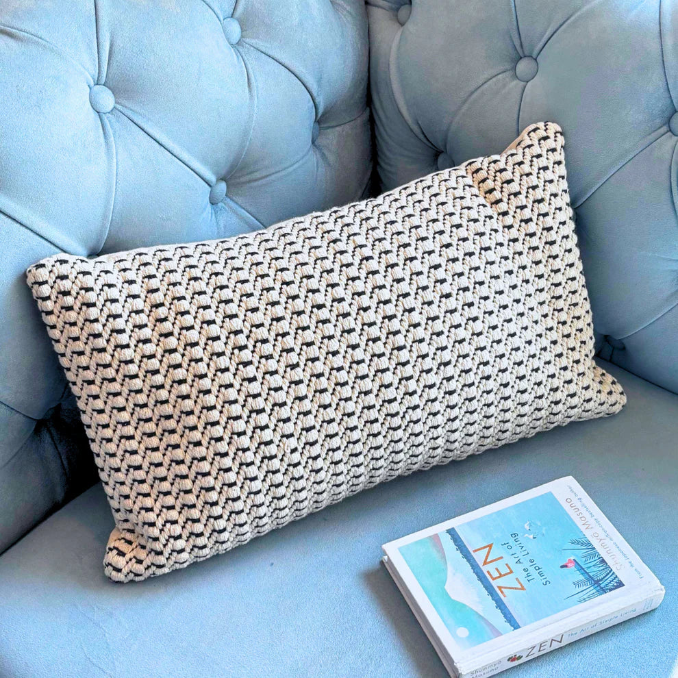 Braided Oblong Cushion Cover - 12 x 20 Inches