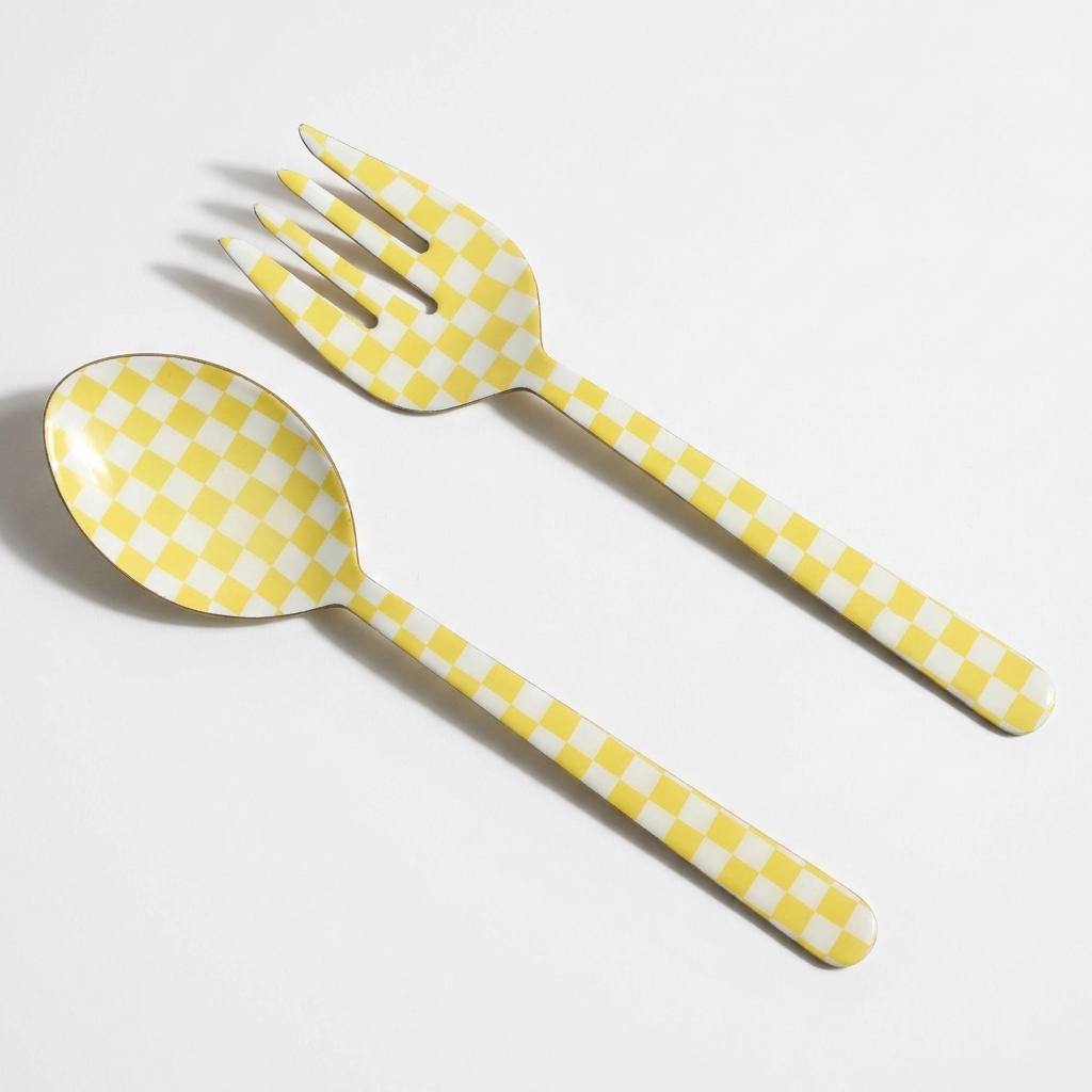 Yellow Enamel Salad Server (Set of 2) - 11 x 2.5 Inches
