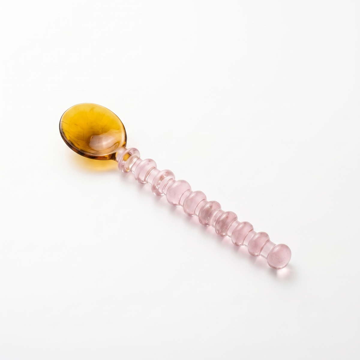 Amber & Pink Beaded Glass Spoon | Borosilicate Glass - Casa Amarosa