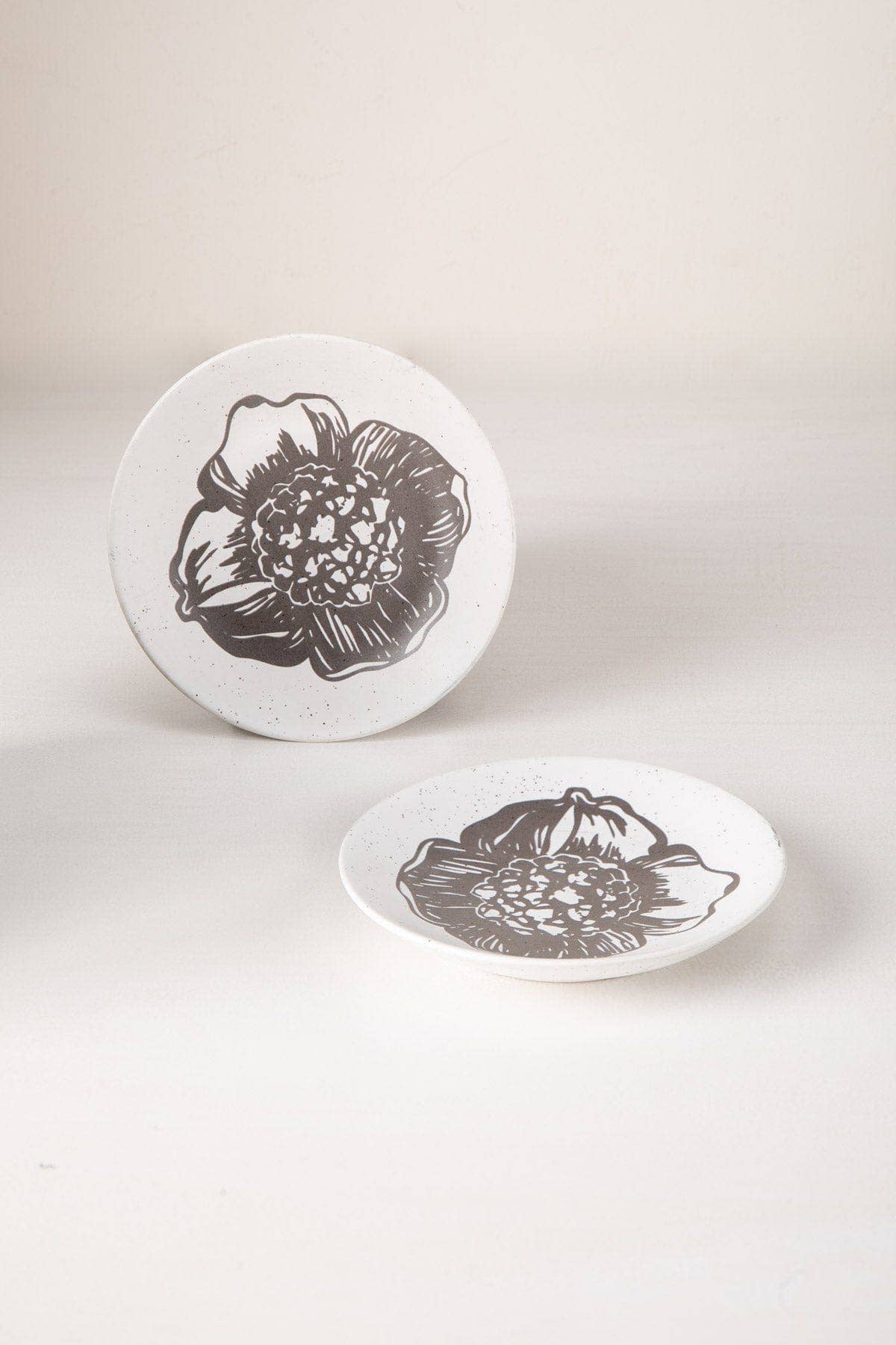 Charcoal Kuru Snack Plate | Ceramic Decal Printed | Set Of 2 - Casa Amarosa