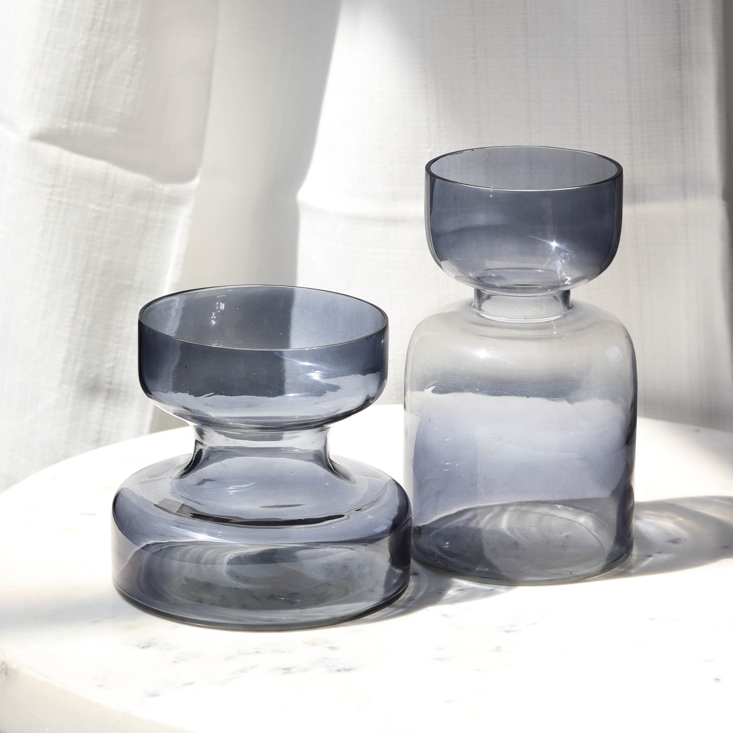 Slate grey Handblown Glass vase Tall-4.72 x 4.72 x 7.87 Inch