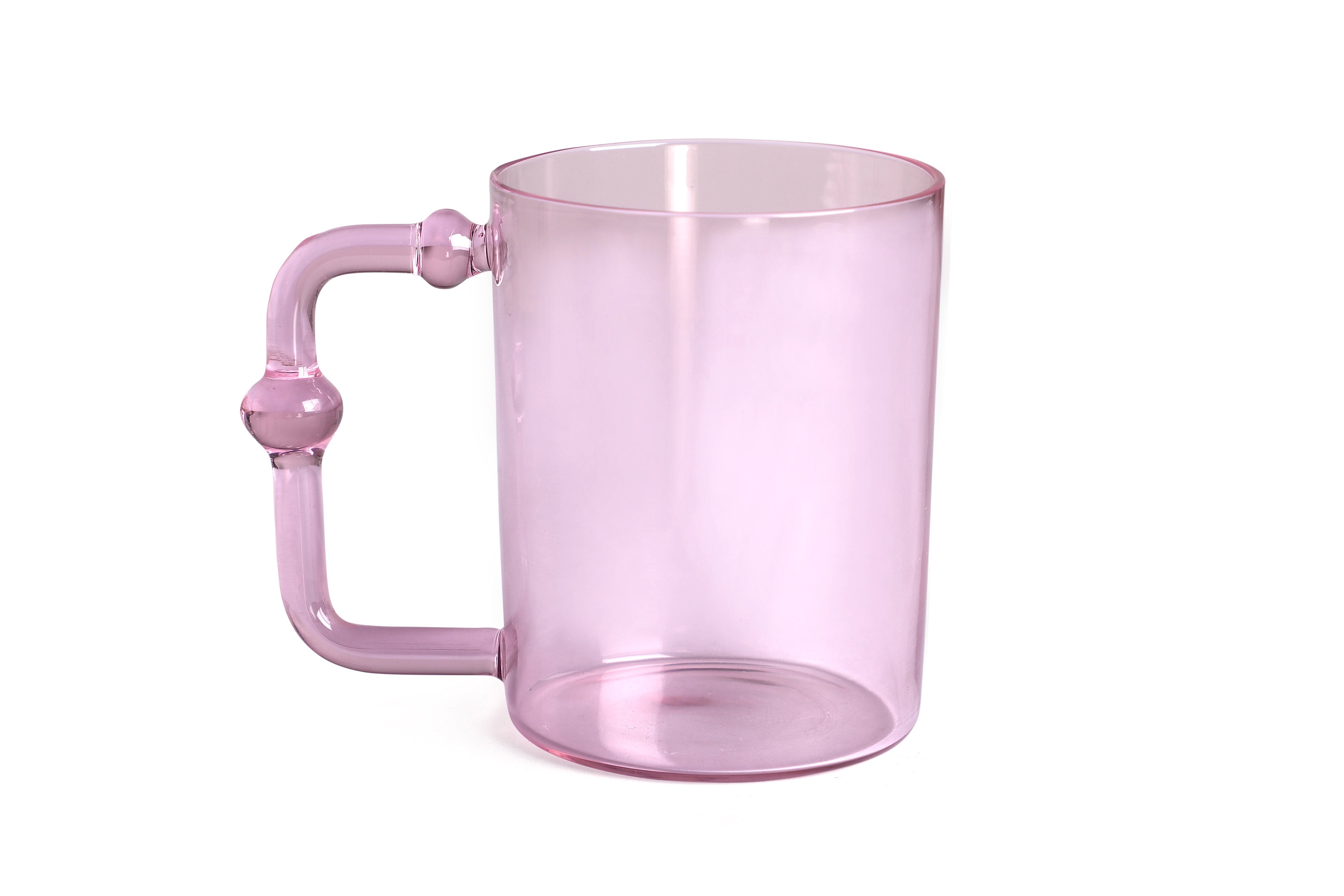 Colored Handblown Drinkware Mug, Pink- 2.7X3.5 Inch (Set of 4)