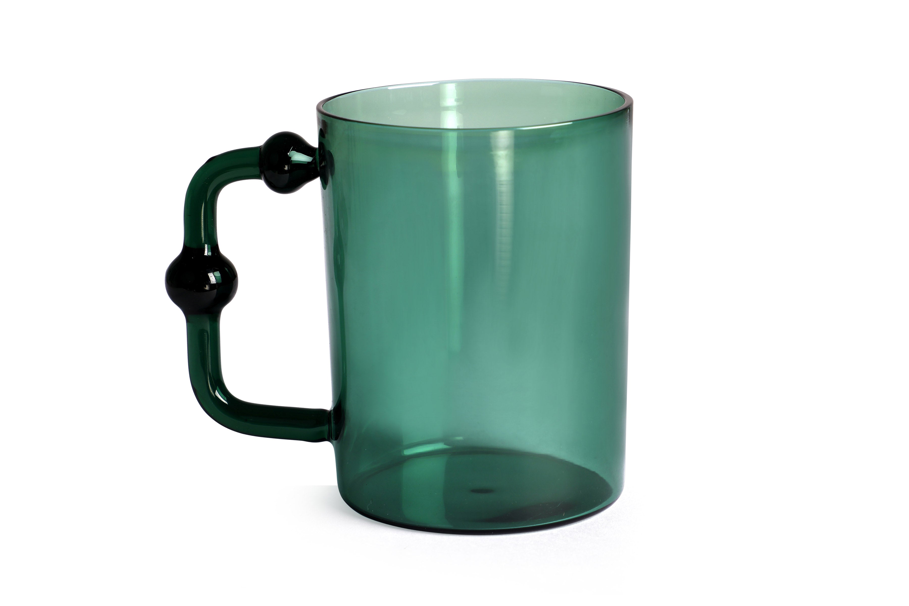 Colored Handblown Drinkware Mug, Teal - 2.7X3.5 Inch  (Set of 4)