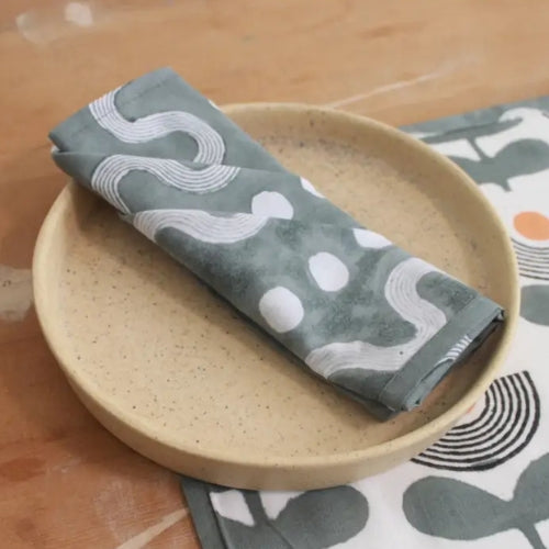 Sustainable Table Napkin (Set of 4)- Grey and White