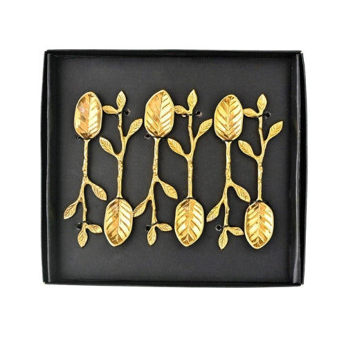 Not So Green Leaf Dessert Spoon- Set Of 6, 10.5 X 2.5 Inches