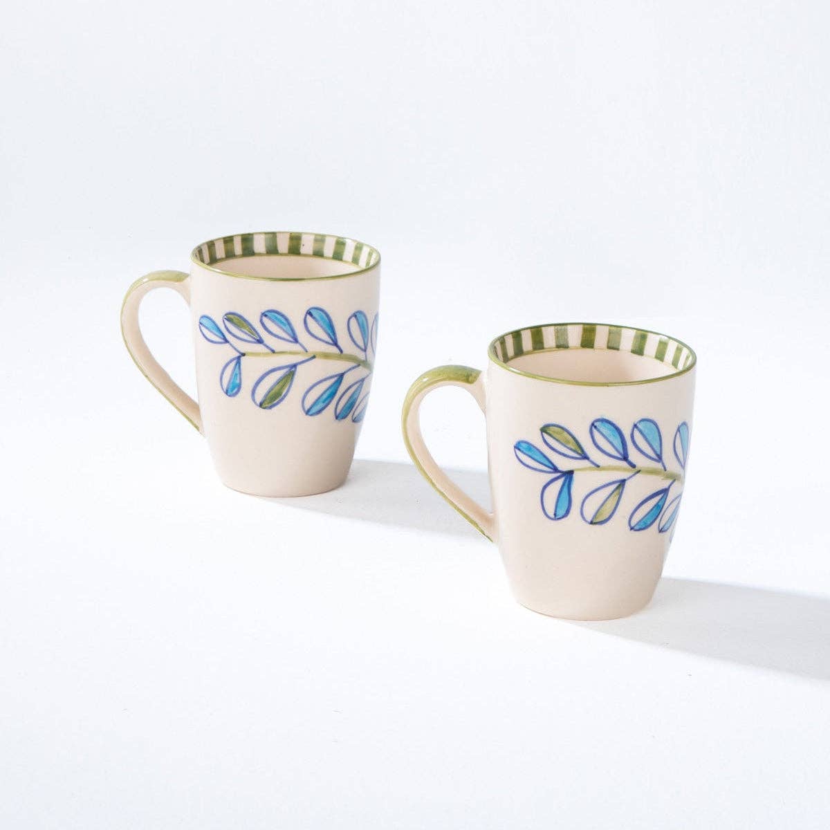 Blue Green Coffee Mug Set Of 2 | Ceramic | 3x2x4 In