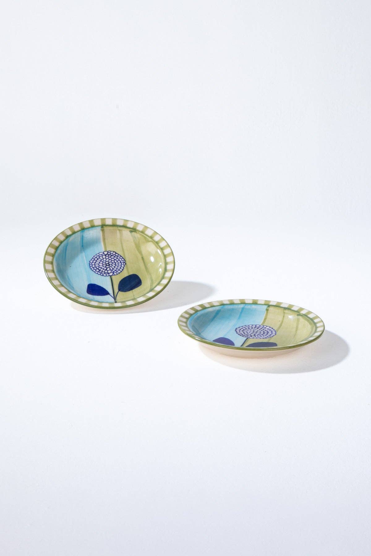 Blue Green Tapas Plate Set Of 2 | Ceramic | 6x6x1 In - Casa Amarosa