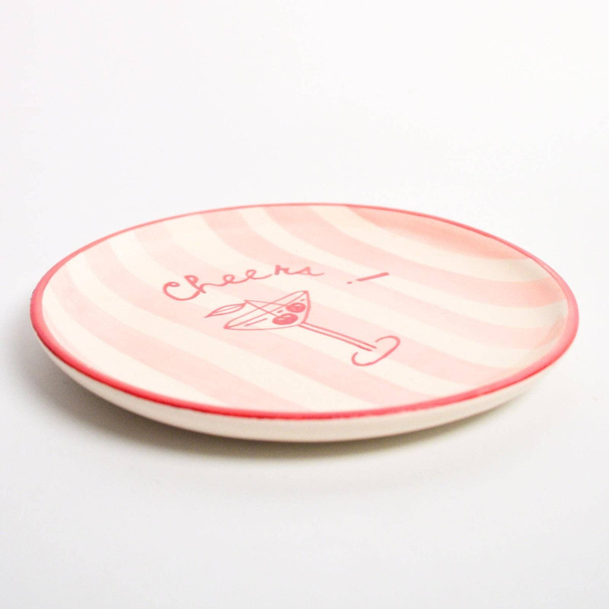 Cheers Ceramic Dessert Plate | Hand-Painted  | 7.5 Inch  | Set Of 2