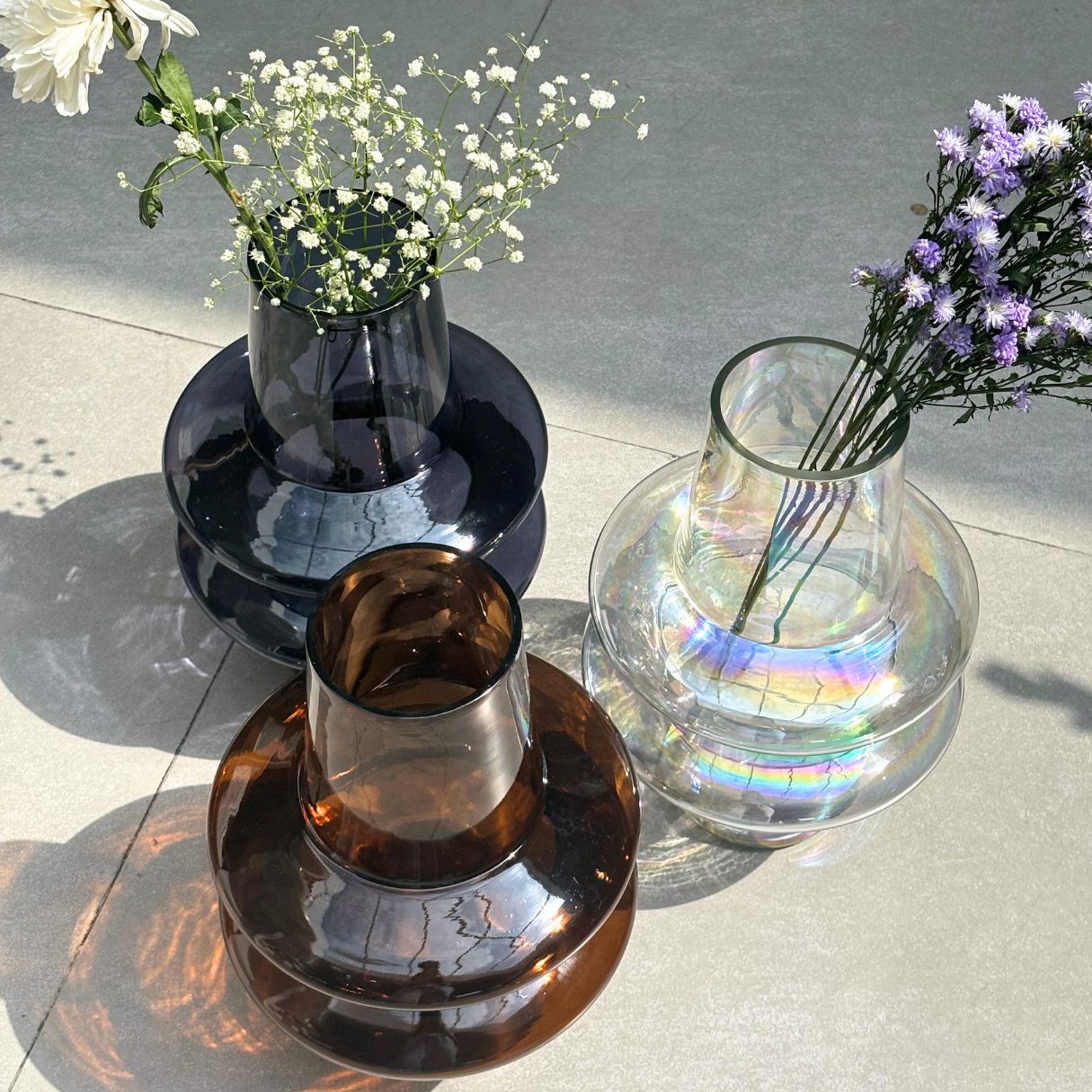 Ripple Glass vase - Haze brown, 8 x 12 Inches