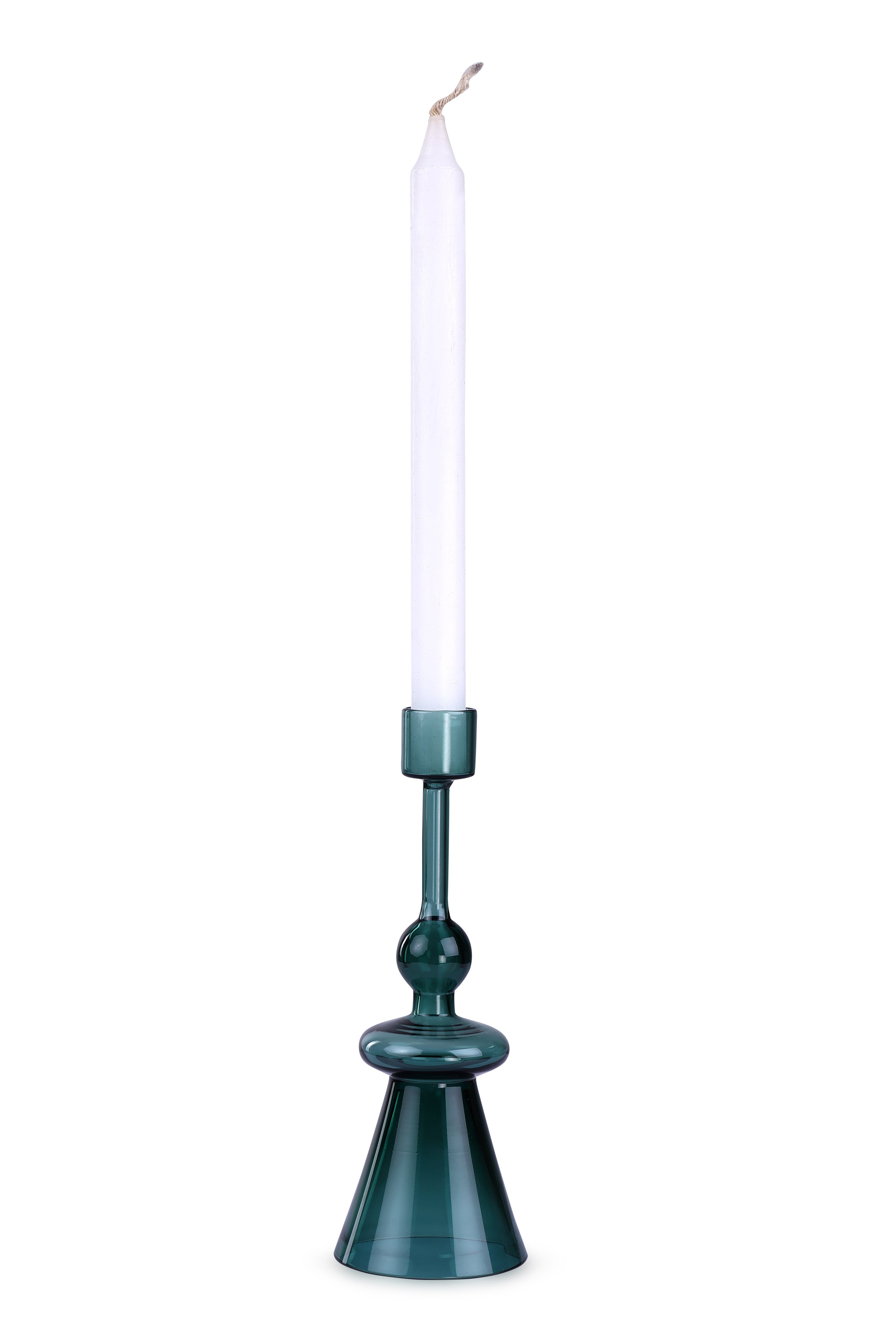 Glass Candle Holder- Teal,  7 x 2.3 Inches (Set of 4)