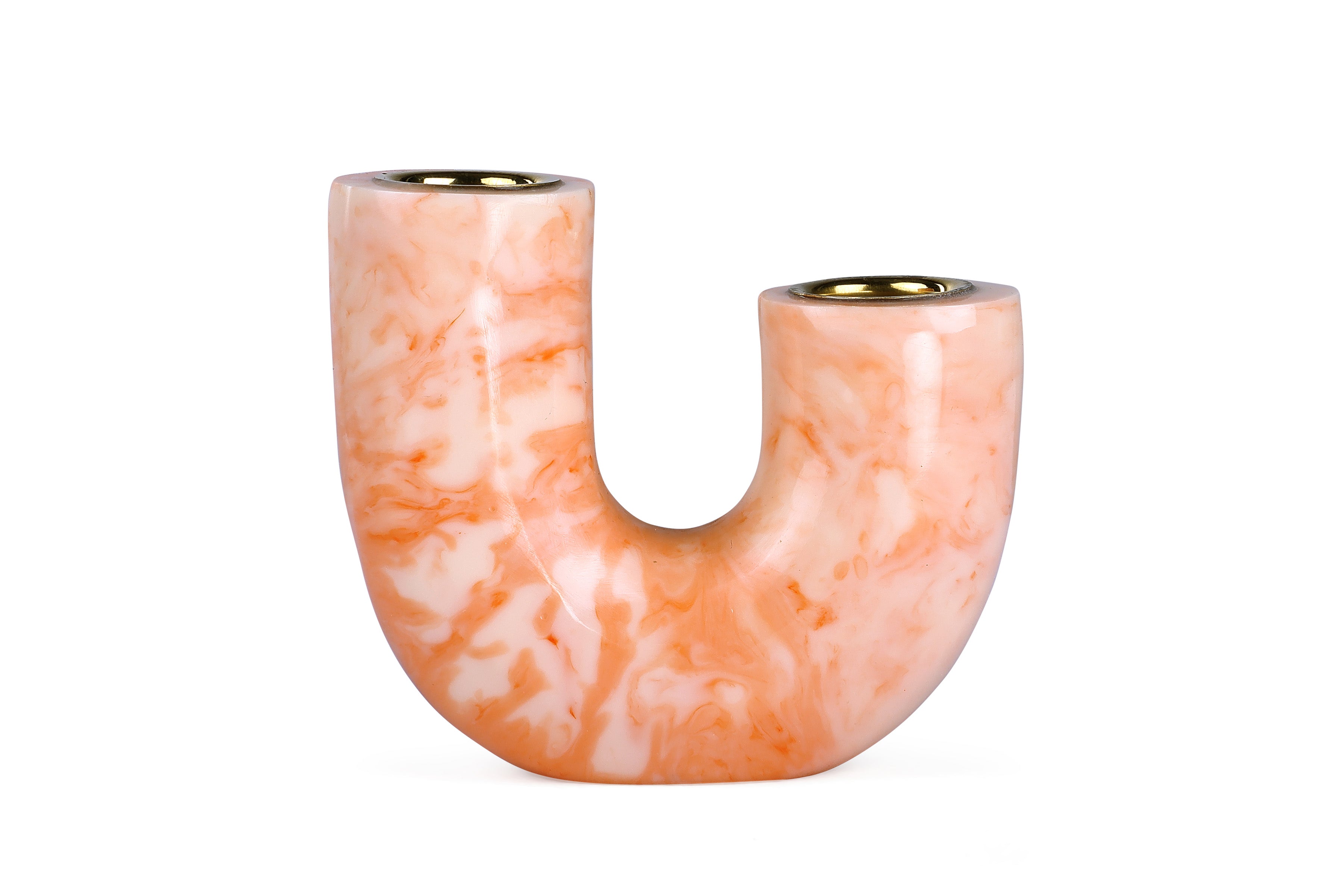 U Shaped Resin Candle holder- Pink, 2.5 x 4.5 Inches  (Set of 2)