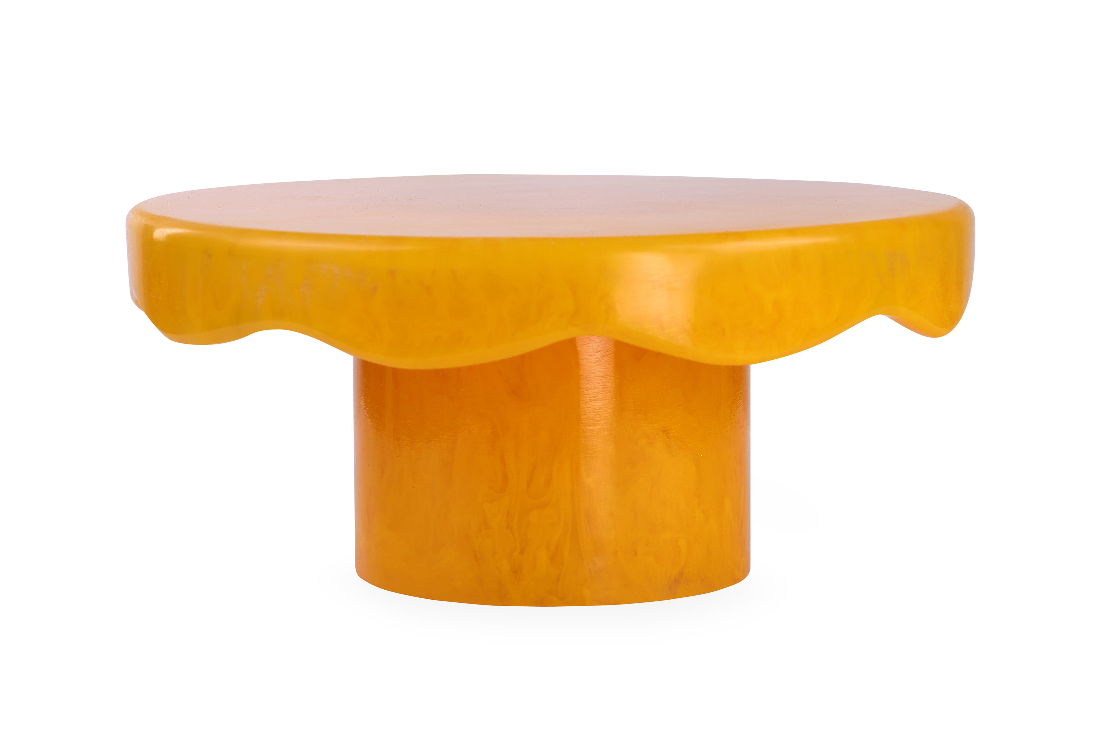 Scallop Handmade Resin Cake stand, Mustard - 9.5x4.5 Inches