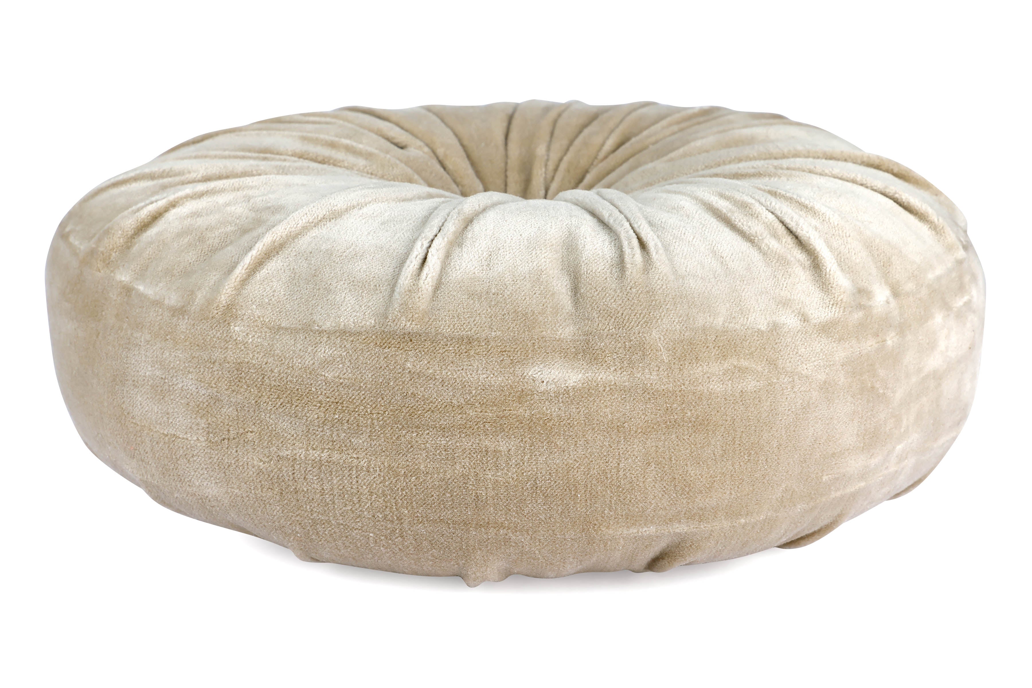 Mini Velvet Round Handmade Pillow, Biscotti- 11 Inch