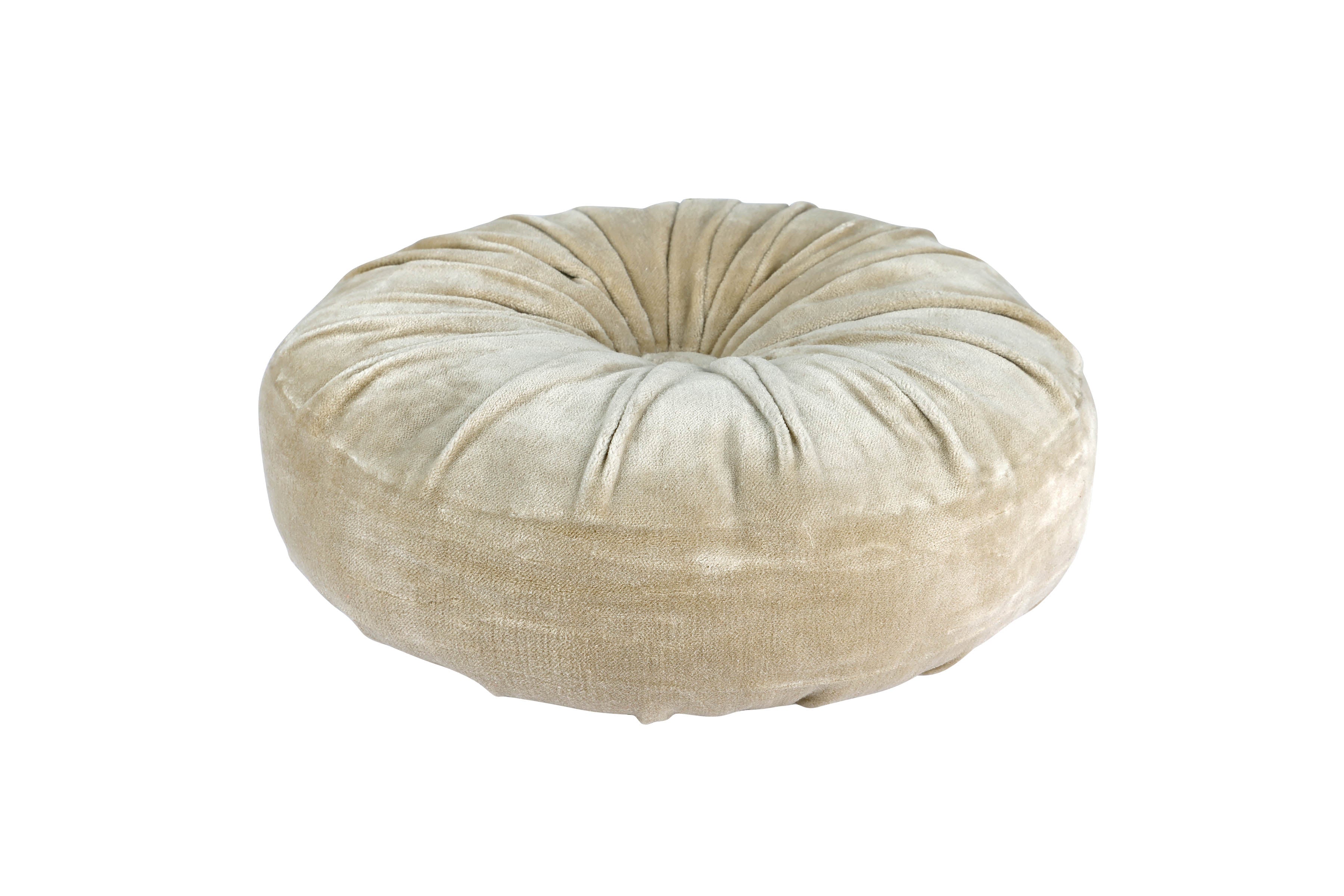 Mini Velvet Round Handmade Pillow, Biscotti- 11 Inch