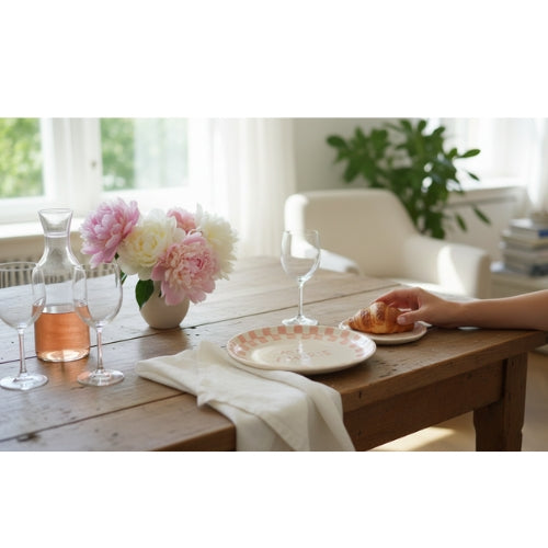 Ma Cherie Pink Ceramic Snack Plate , 7x7 Inches (Set of 2)