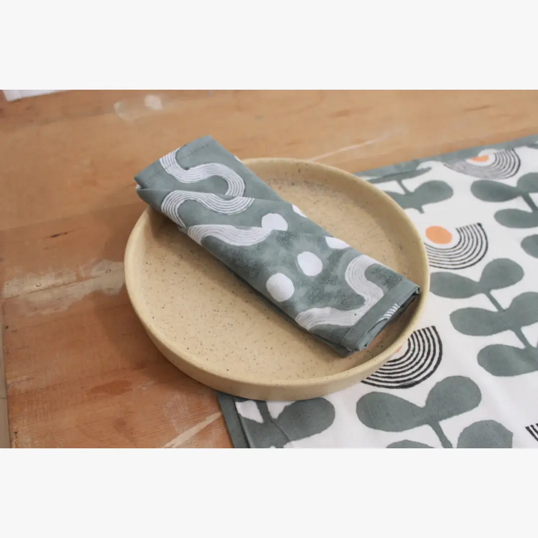 Sustainable Table Napkin (Set of 4)- Grey and White