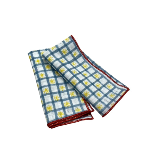 Slub Cotton Sunny Square Kerchief 10x10 Inches (Set of 4)