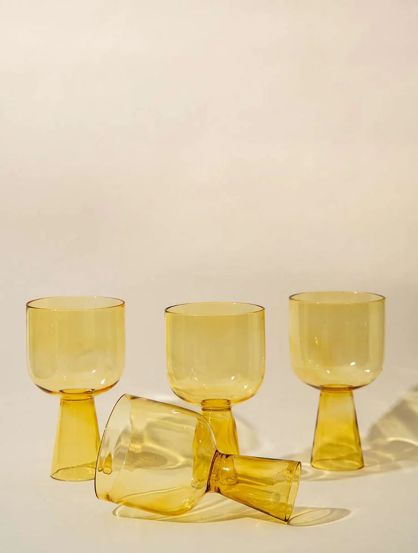 Aria Yellow Glass Dessert Bowls - 3 x 5.75 Inches, 9.45 oz (Set of 4)