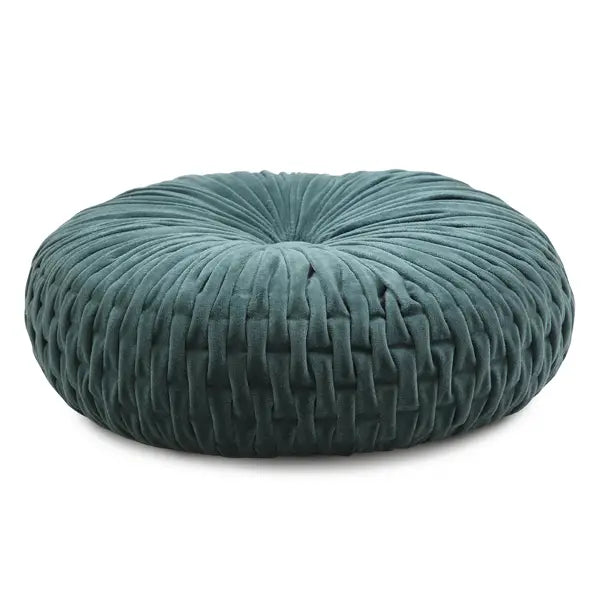 Velvet Round Handmade Pillow - Evergreen - 16 Inch