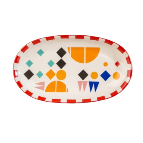Circle Of Joyee Ceramic Oval Platter - Multi , 11.5x7x1 Inches