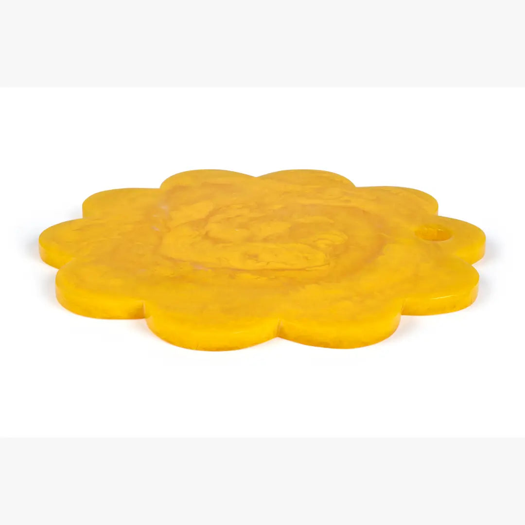 Scallop Resin Cheese Charcuterie Board,Yellow - 12 Inches