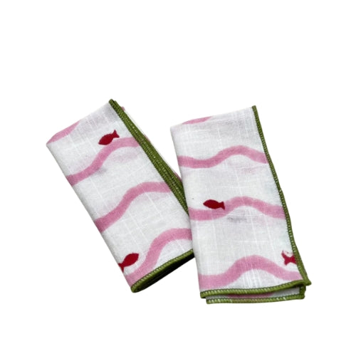 Slub Cotton Fin & Flow Kerchief 10x10 Inches (Set of 4)