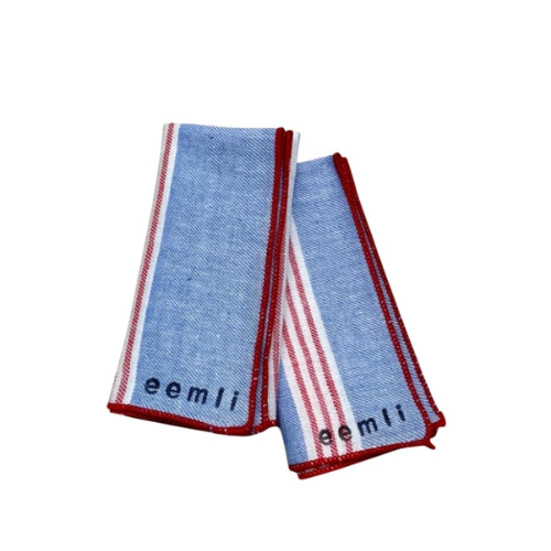 Handloom Cotton Line Bloom Kerchief 10x10 Inches (Set of 4)