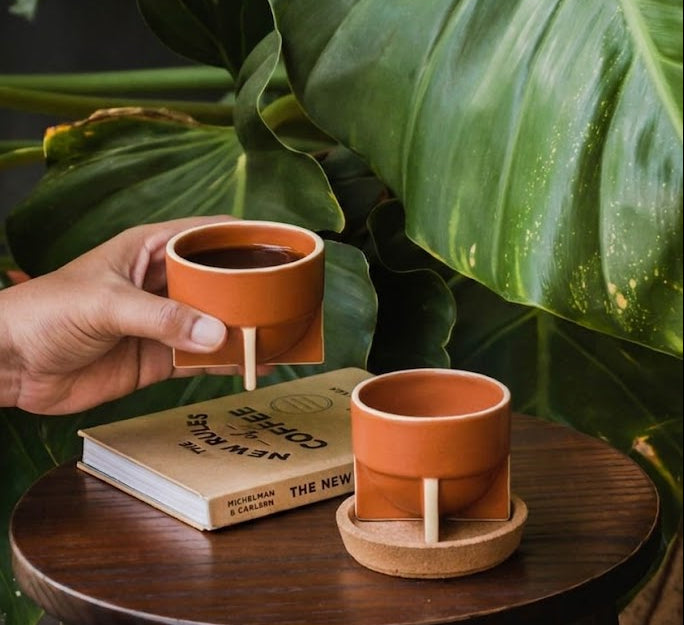 Tan Pod Cappuccino Cup | Handcrafted Ceramic | Set of 2